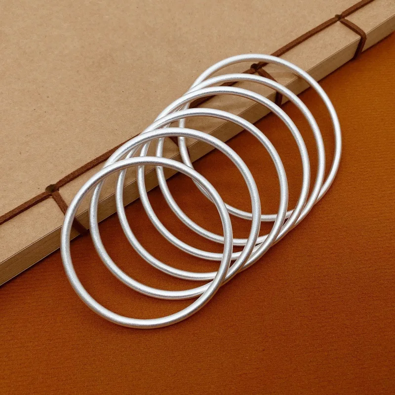 999 Ancient Method Solid Plain Ring Closed Vintage Silver Bracelet