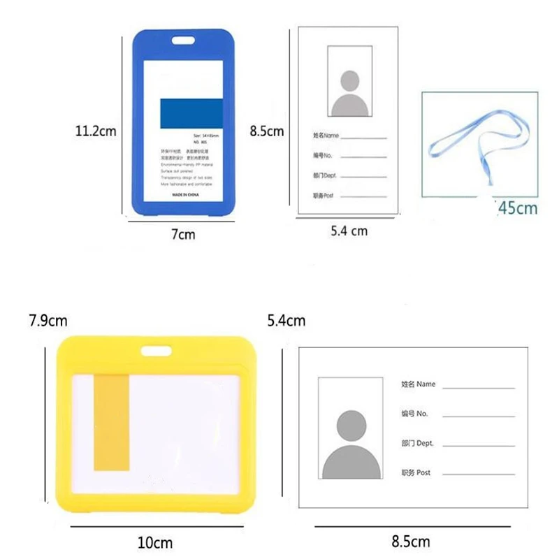 Name ID Badge Holder Employee's Pass Work Card Cover Sleeve for Staff Workers Working Permit Case with Lanyard Neck Strap