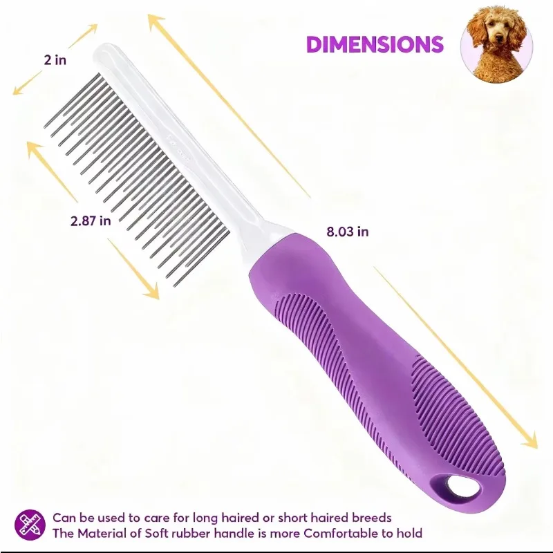 10pcs Manual Stainless Steel Pet Comb for Dogs Cats-Detangling Removes Tangles Knots Grooming Tool for Long/Short Fur Pet Hair R
