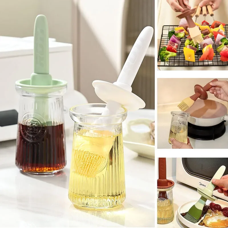 

Anti-hot 3 In 1 Silicone Oil Bottle Brush Vinegar Sauce Spice Bottle Olive Oil Dispenser with Brush Kitchen Baking BBQ Tool