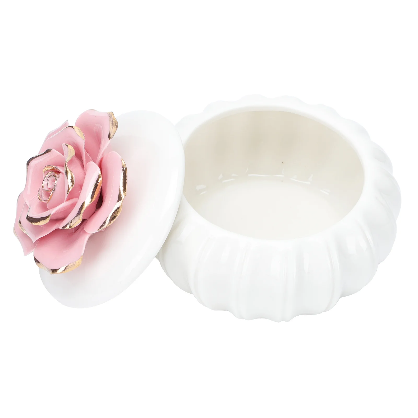 1 pçs rosa padrão cerâmica caixa de jóias estilo nórdico pintado à mão frasco de armazenamento selado durável caixa de presente decorativa