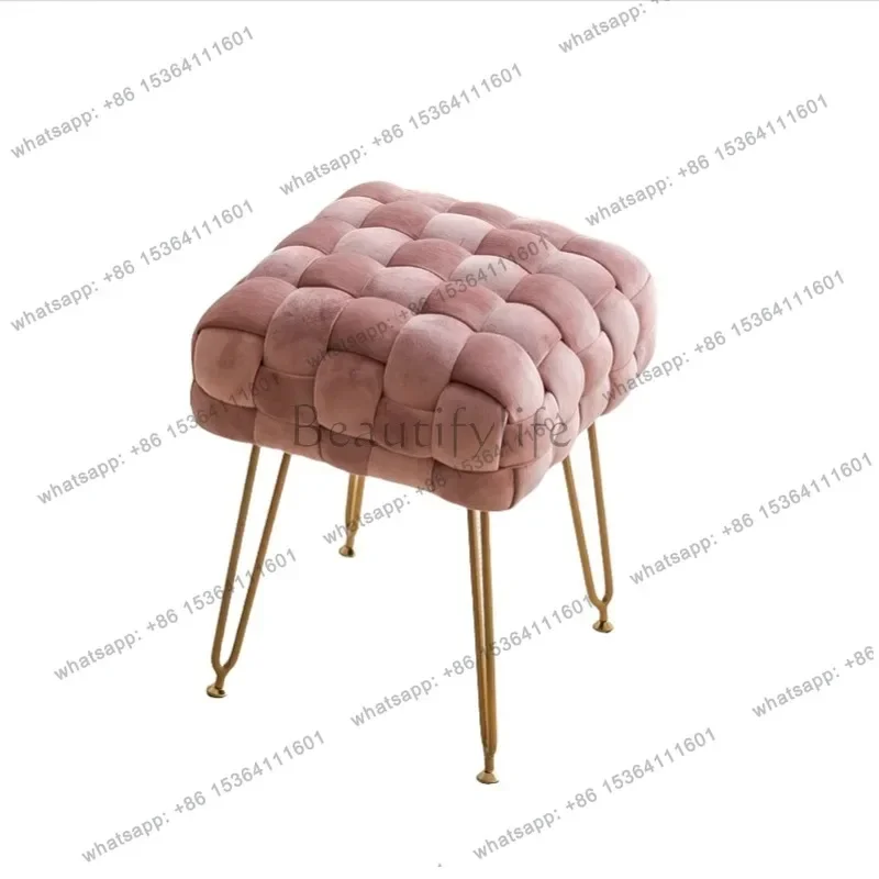 XX Modern Bedroom Step Stool Mobile Living Room Designer Foot Stool Luxury Makeup Vanity Chair Tabouret Chinese Style Furnitur