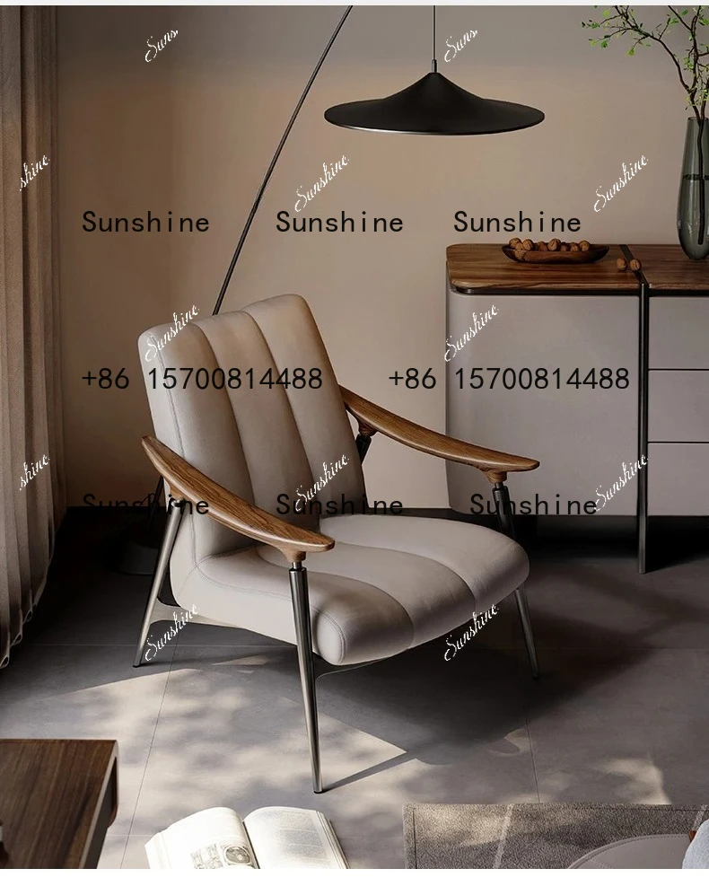 

Light Luxury Lazy Sofa Chair Living Room Villa Italian North American Black Walnut