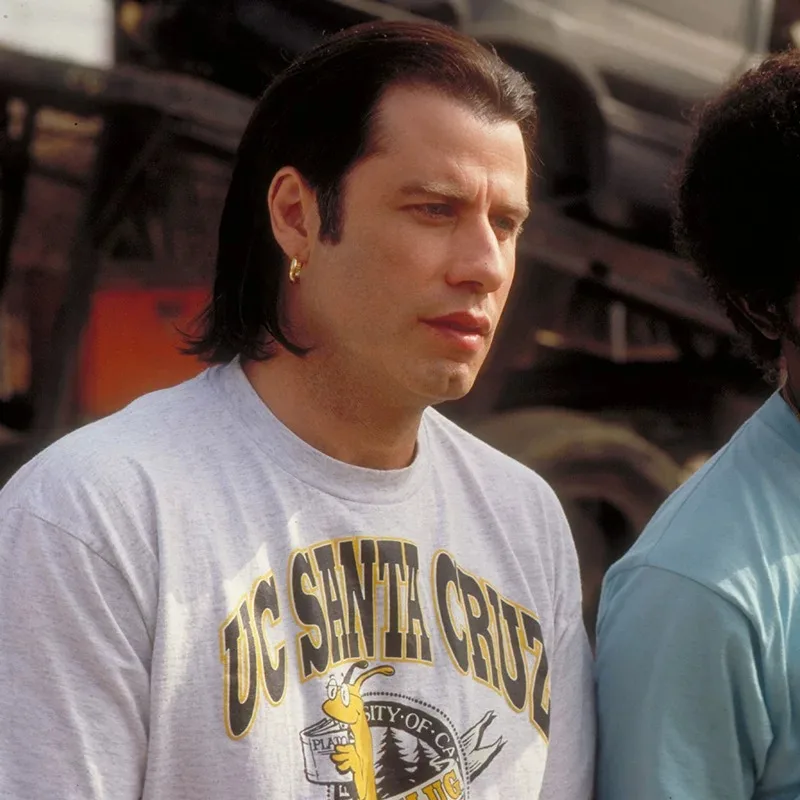 Pulp Fiction Vincent Vega UC Santa Cruz Banana Slugs Grafik-T-Shirt aus Baumwolle für Herren und Damen, Streetwear-T-Shirt – Detail 5