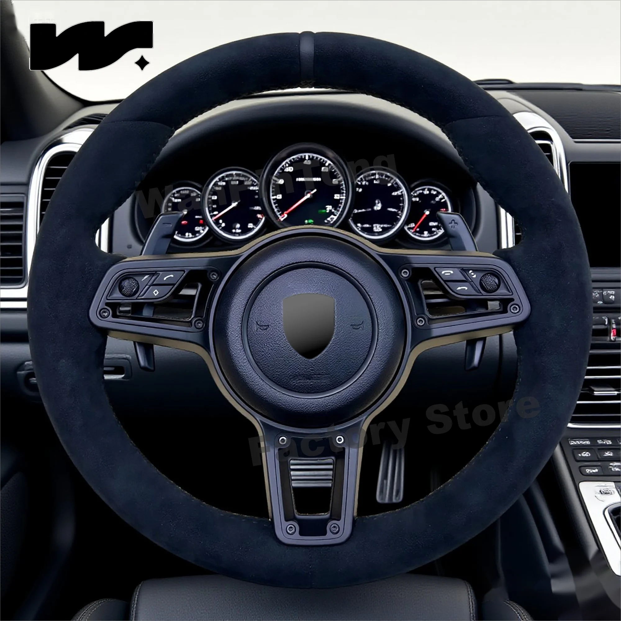 

Customized for Porsche, with black mark on the top and Alcantara steering wheel, Cayenne Macan Boxster Cayman Taycan Panamera