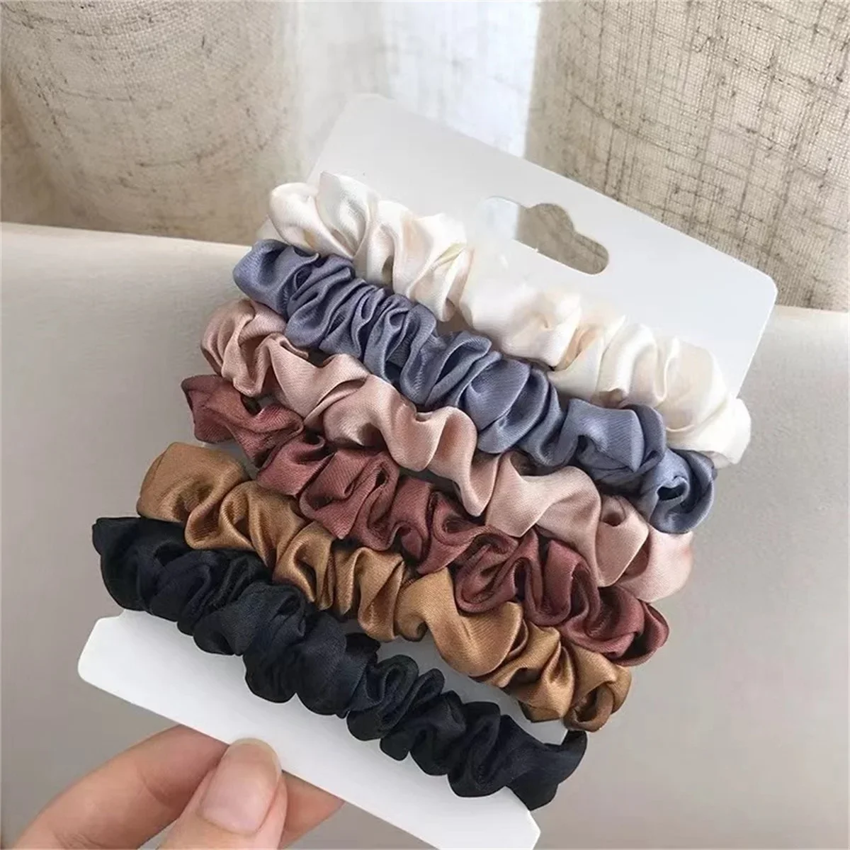 6 peças de elásticos de cabelo de cetim para mulheres – mais macios do que elásticos de seda para cabelo |   Scrunchies de cetim para meninas |