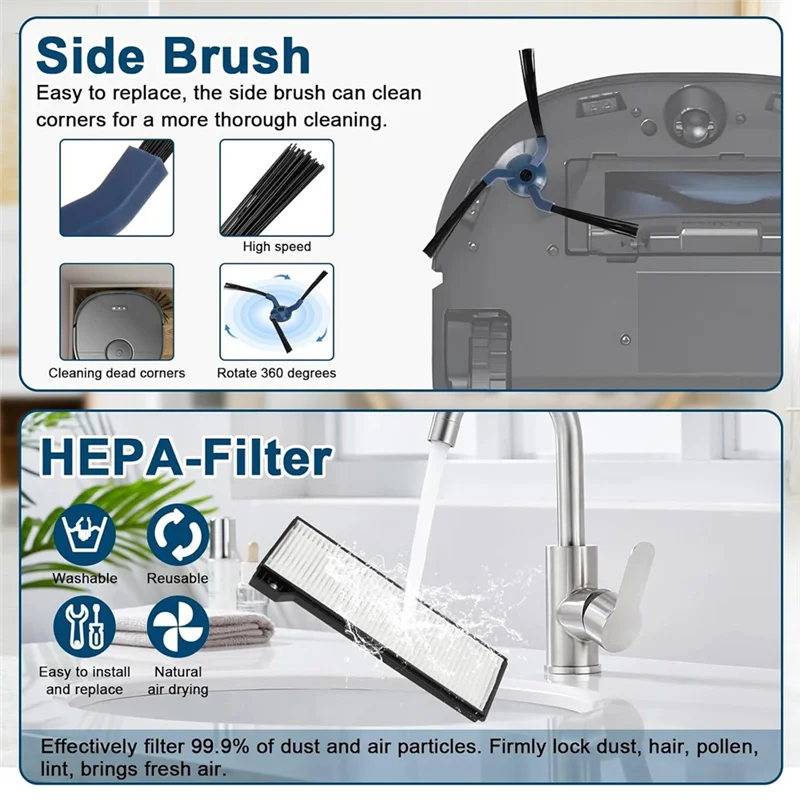 A76G-For Eufy X10 Pro Omni Vacuum Cleaner Main Side Brush Hepa Filters Mop Cloth Dust Bags Accessories