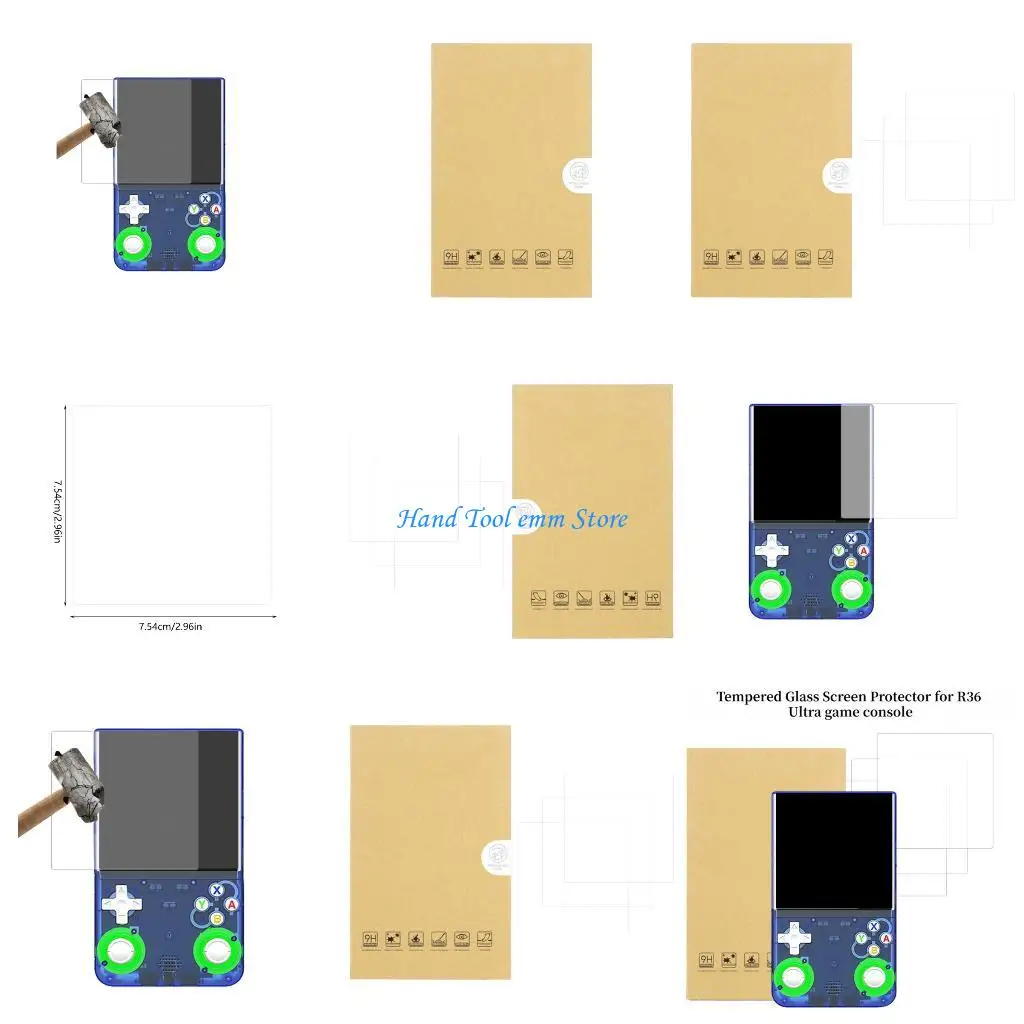 H37F صلابة عالية 9H واقي درع من الزجاج المقسى لوحدة تحكم الألعاب R36 بدون فقاعة