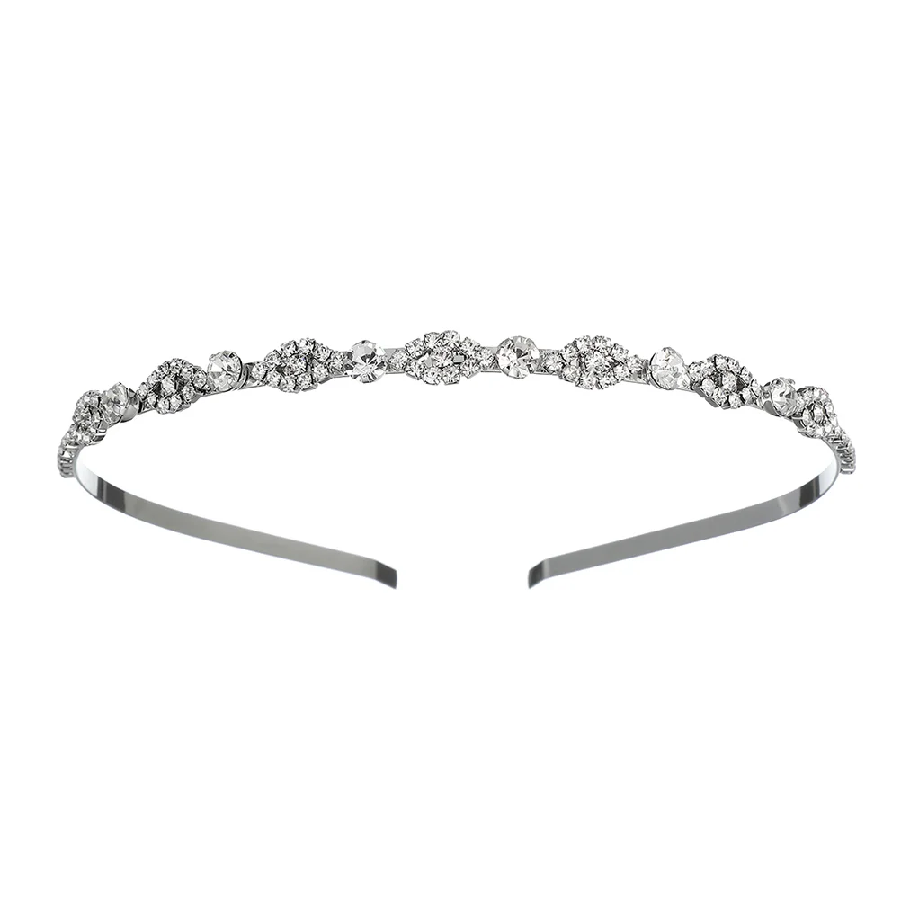 

Chic Rhinestone Hairband for Women Thin Wavy Alloy Shiny Headband Headdress Wedding Party Dance Special Occasions