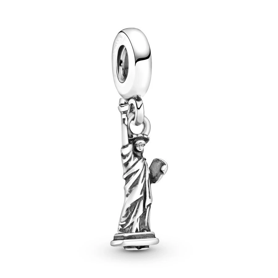 New York Statue Of Liberty & Cross Dangle Charms Beads Fit Original 925 Sterling Silver Pan Bracelet Bangle DIY Women Jewelry