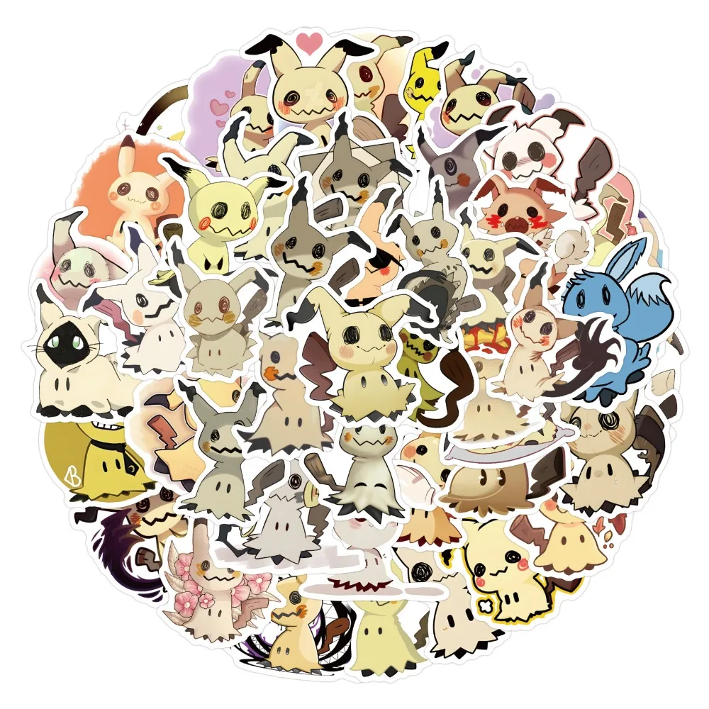 55 قطعة Pokrmon Mimikyu الكرتون الكتابة على الجدران ملصقات الشارات حقيبة الكمبيوتر المحمول الغيتار الديكور DIY بها بنفسك الاطفال لعبة كلاسيكية #2