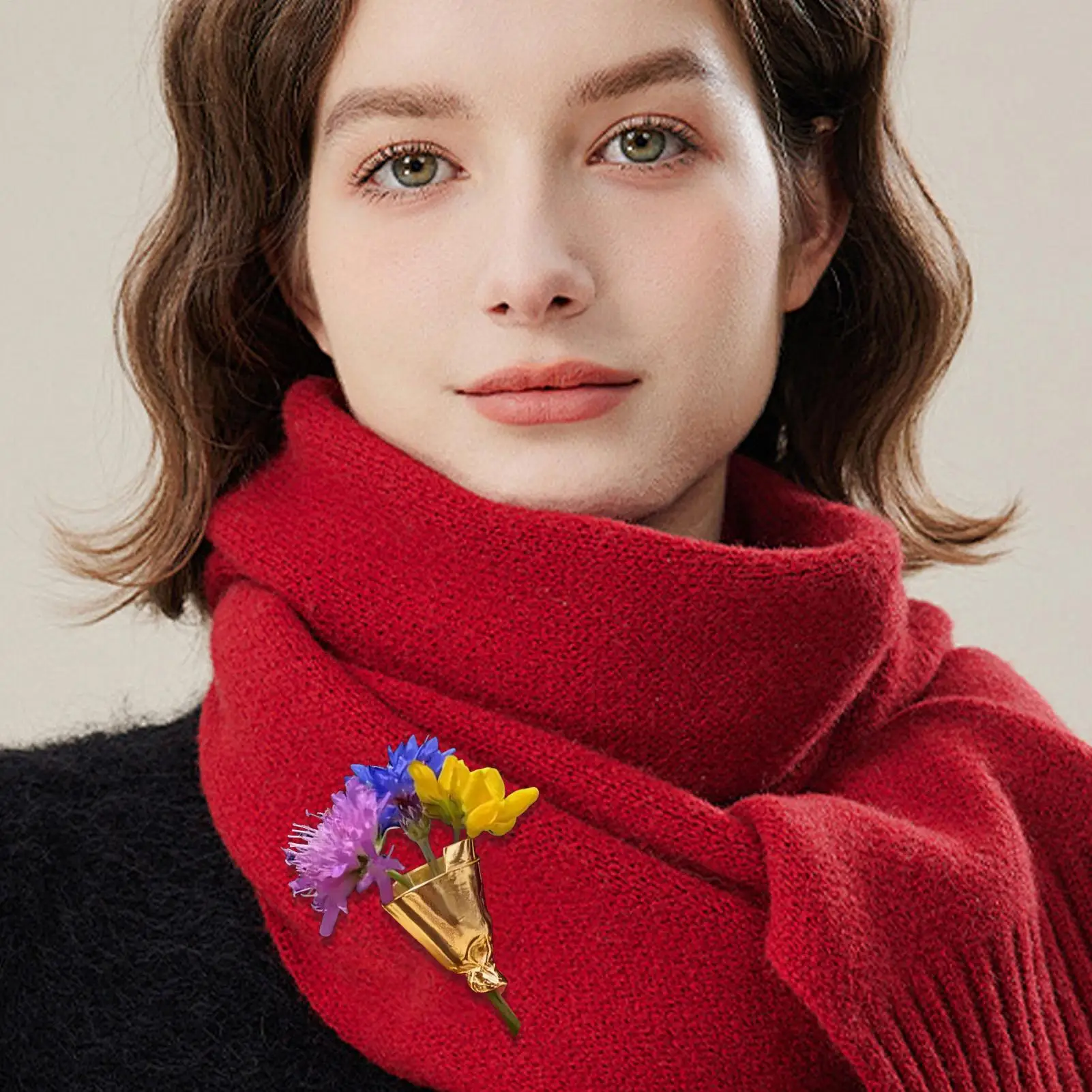 زهرة باقة كليب بروش يمكن ارتداؤها الأزهار دبوس لحفل الزفاف الزفاف الصدار فستان قبعة شال الديكور السيدات العروس هدية #4