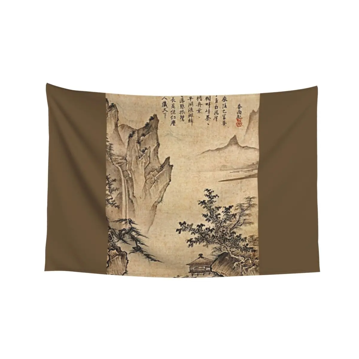 

Landscape with Pavilion (Restored Japanese Artwork) Tapestry House Decoration Bedroom Deco Decor Home Tapestry