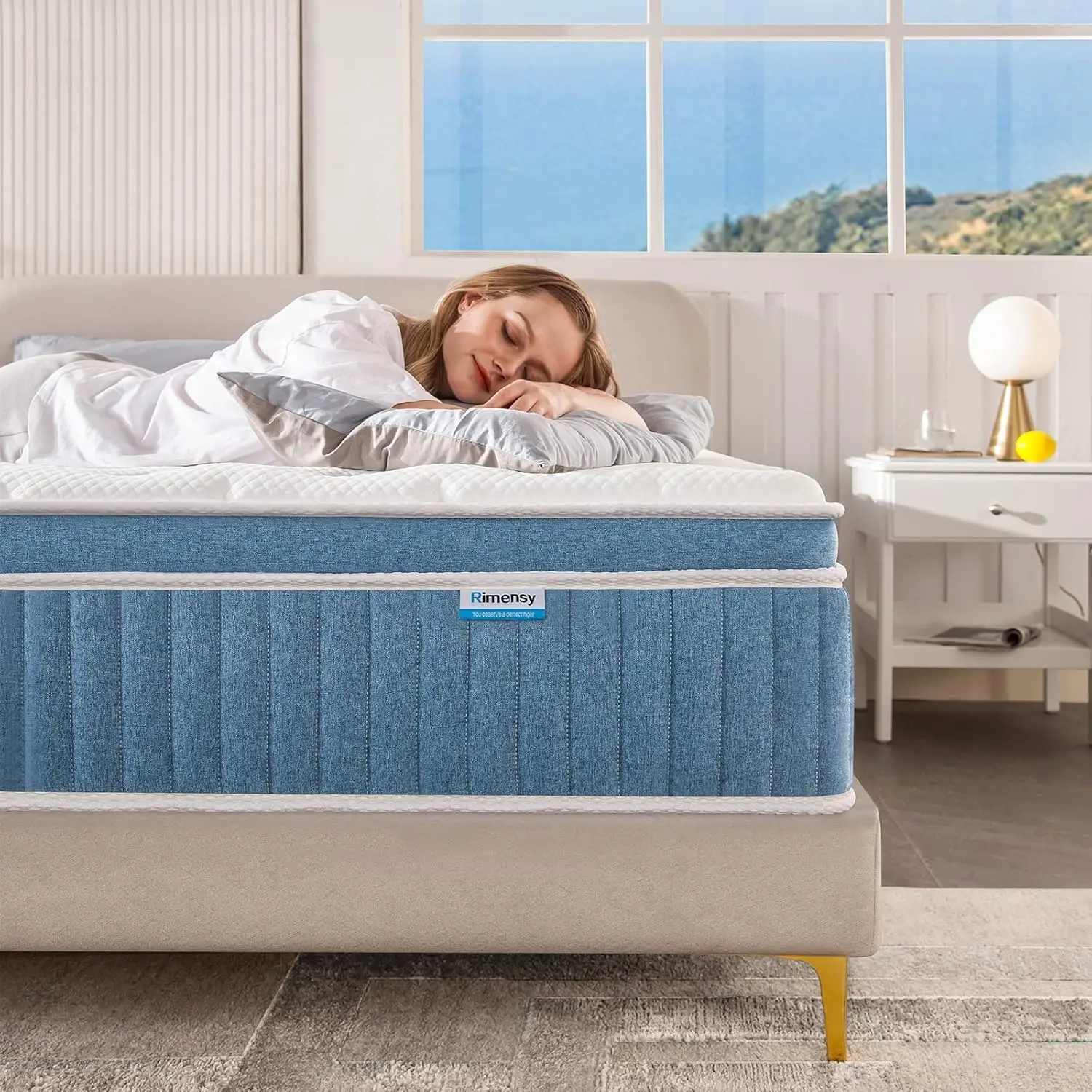 Matelas hybride Queen en mousse à mémoire de forme, 12 pouces, en gel, enveloppé entièrement, avec Végétde poche