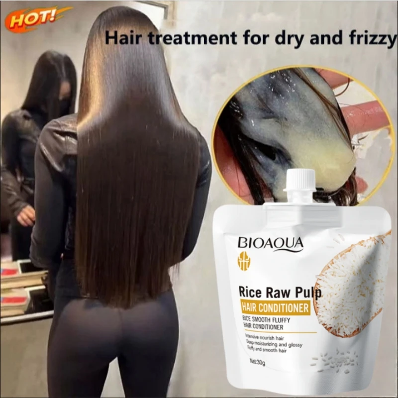 

Rice Hair Mask 5 Seconds Soft Smooth Keratin Care Natural Repair Damage Frizzy Hair Cream Prevent Dryness Split Ends Hair Care