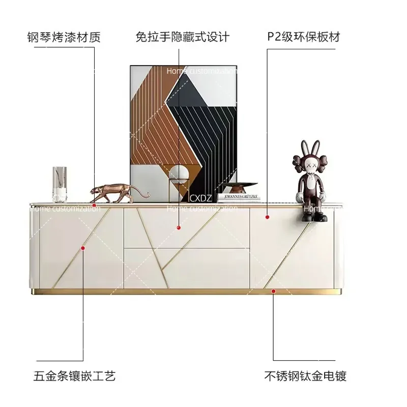 Modern Minimalist TV Cabinet and Coffee Table Set High Gloss Finish Living Room Floor Storage Unit Compact Design for Small