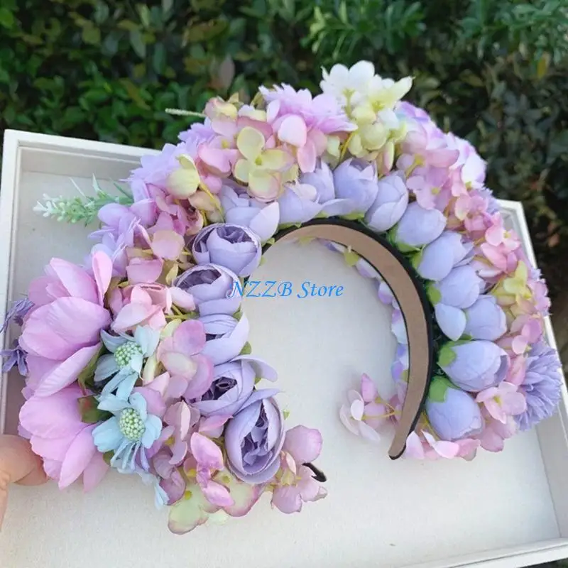 

T21F Flower Headbands Bridal Hair Ornaments Girls Florals Hairband for Women Bridal
