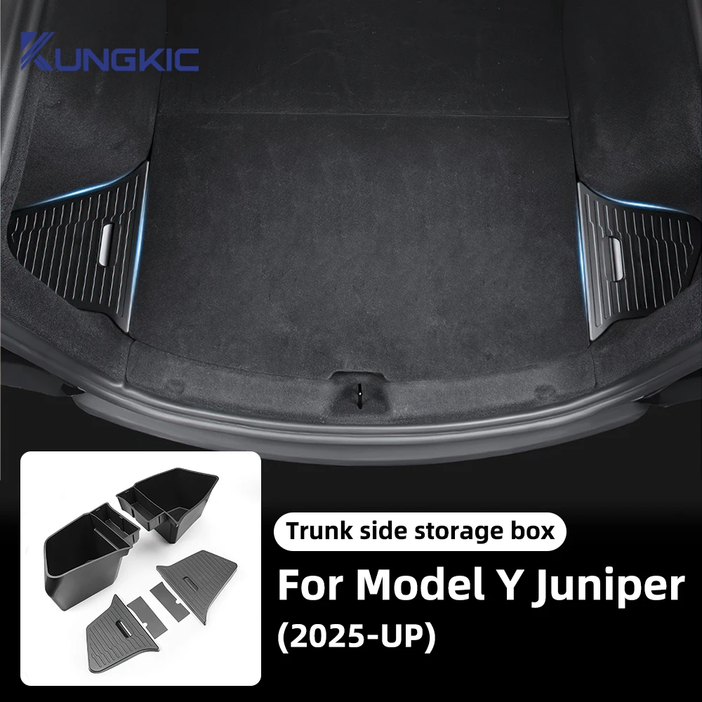 

Car Trunk Side Storage Box For Tesla Model Y 2025 Juniper 2026-UP Cover Mat Partition Board Stowing Space Organizer Accessories