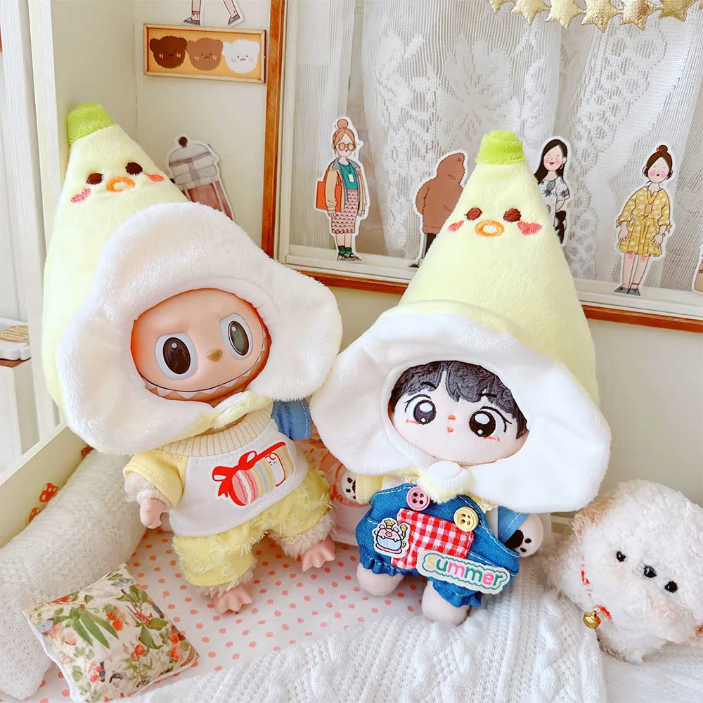 

T-shirt Pants Set Clothing Accessories For Labubu Baby Clothing and 10cm Cotton Doll Clothing Banana Head Cover