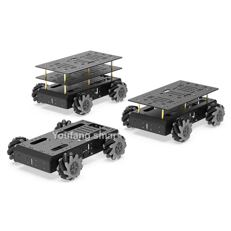 Châssis métallique Mecanum pour Ardu37et Raspberry Pi Robot, charge de 10kg, version omnidirectionnelle, moteur d'impression 12V, roue de 97mm