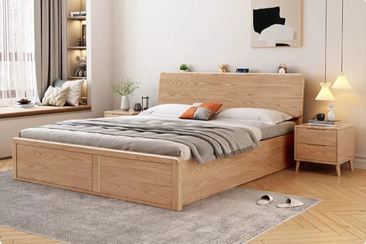 

Solid wood bed, modern, simple, ash wood, box bed, small apartment, master bedroom
