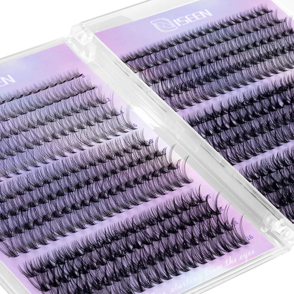 Kit de clúster de pestañas Pestañas finas Natural DIY Kit de extensión de pestañas 8-16mm C Curl Pestañas individuales con adhesivo y sellador 4