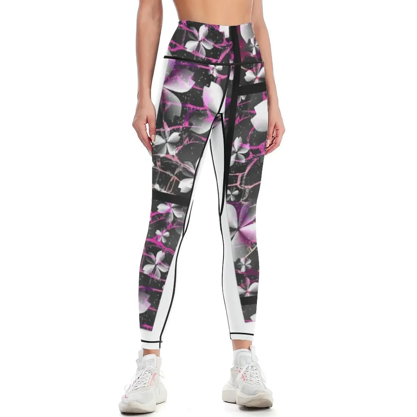 

Crackled Flower Pattern Pink Leggings legging push up leggins push up woman Women's tights sporty woman gym Womens Leggings