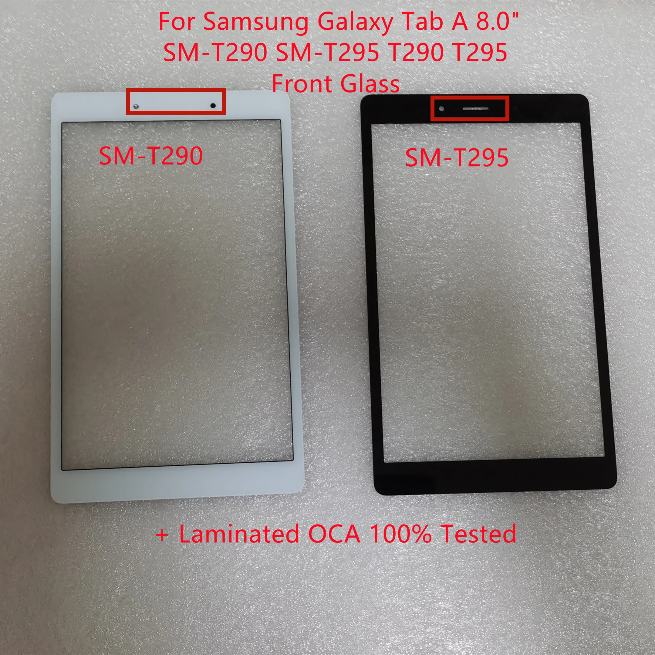 ใหม่สําหรับ Samsung Galaxy Tab A 8.0 "SM-T290 SM-T295 T290 T295 หน้าจอสัมผัสแผงด้านหน้าด้านนอก LCD แก้ว OCA กาว 100% ทดสอบ