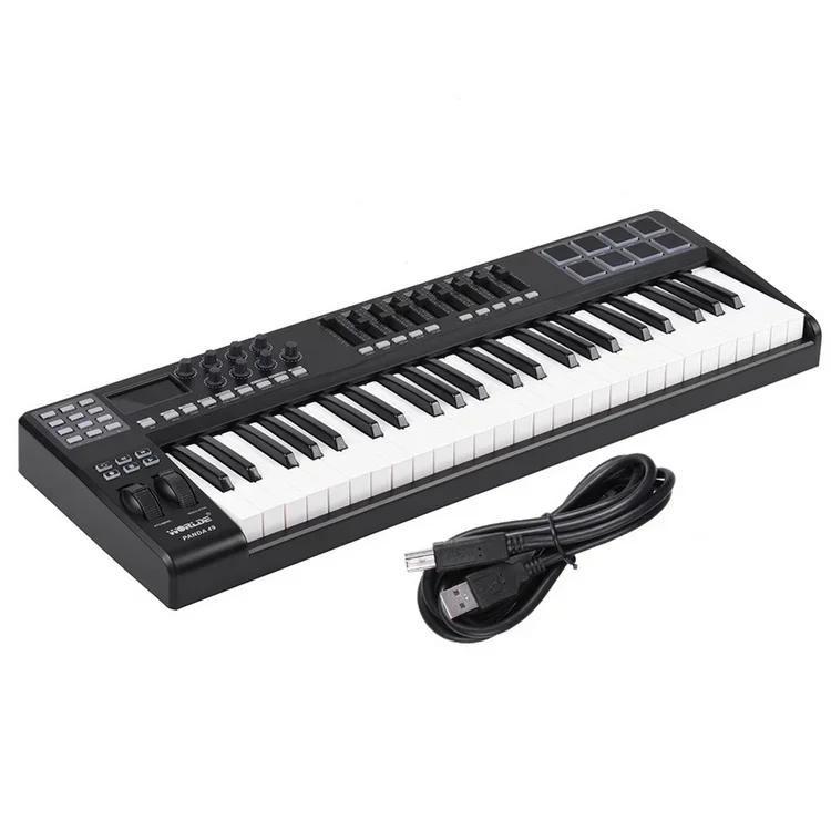 PANDA49 Portable 49-Key USB MIDI Keyboard Controller 8 RGB Colorful Backlit Pads With USB Cable