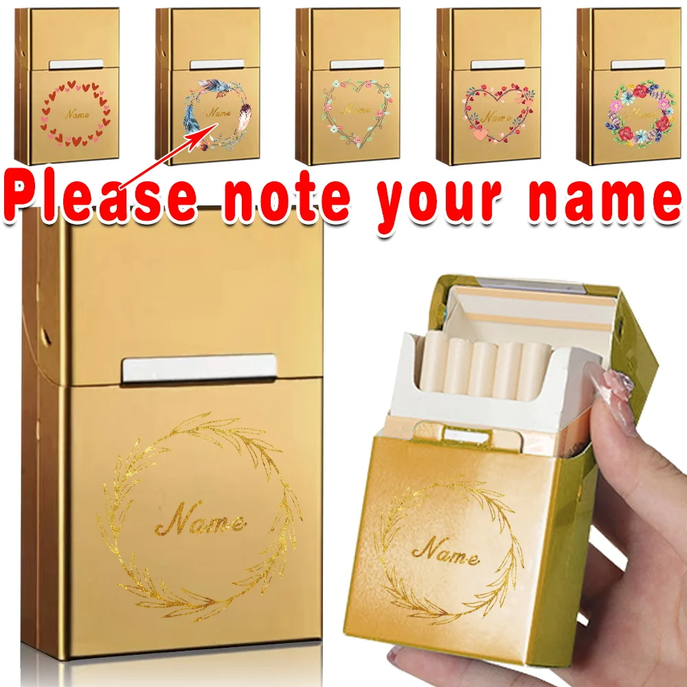 

Customized Name Portable Cigarette Case Metal Smoking Box Pocket Tobacco Organizer Holder Cigar Storage Pack Travel Accessories