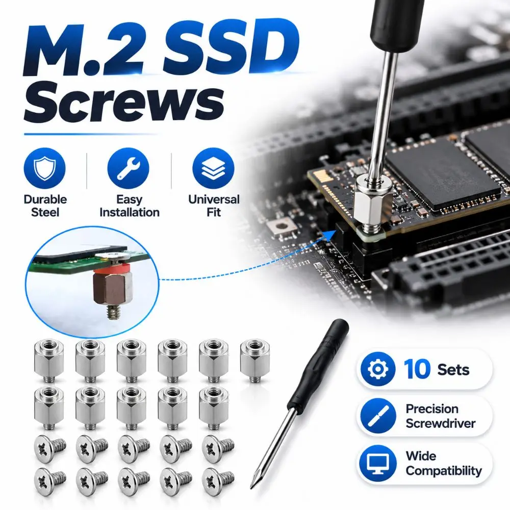 Metal M.2 SSD Screws Black Screws With Screwdriver Motherboard Standoff Screws Hex Standoffs Hard Drive Screws for Desktop PC