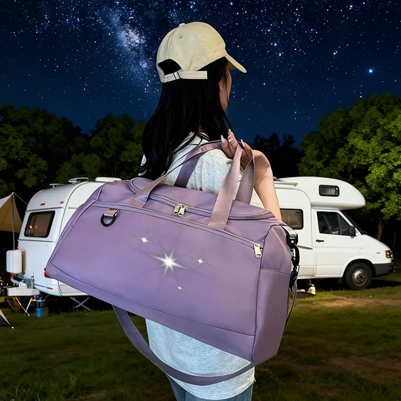 

Дорожная сумка для хранения большой вместимости с несколькими карманами для фитнеса, повседневная ручная кладь для выходных, практичная сумка через плечо