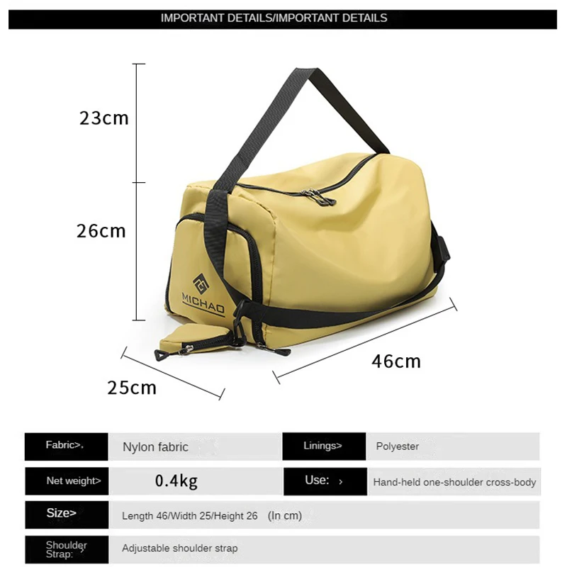 Dry Wet Separation Luggage Bag Custom Logo Independent Shoe Compartment Waterproof Sports Bag Waterproof Gym Bag Printed Name