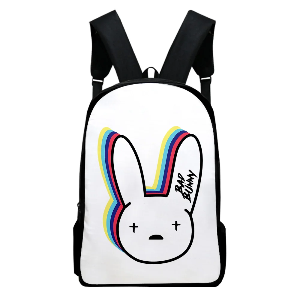 Mochila de Bad Bunny para estudiantes de primaria, mochila escolar de gran capacidad con cremallera para ordenador portátil, niños, niñas y hombres, nueva