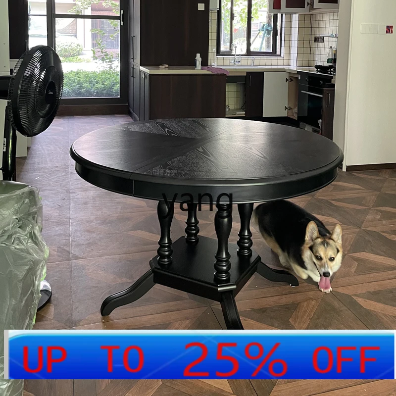 

Lmm retro dining table round medieval dining table solid wood retractable