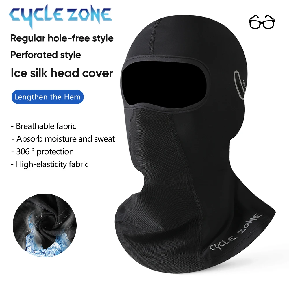 Motorrad-Vollgesichtsmaske, Herren-Sturmhaube mit Brillenloch, Fahrradmasken, UV-Schutz, atmungsaktiv, kühl, Sommer, Sport, Gesichtsmaske