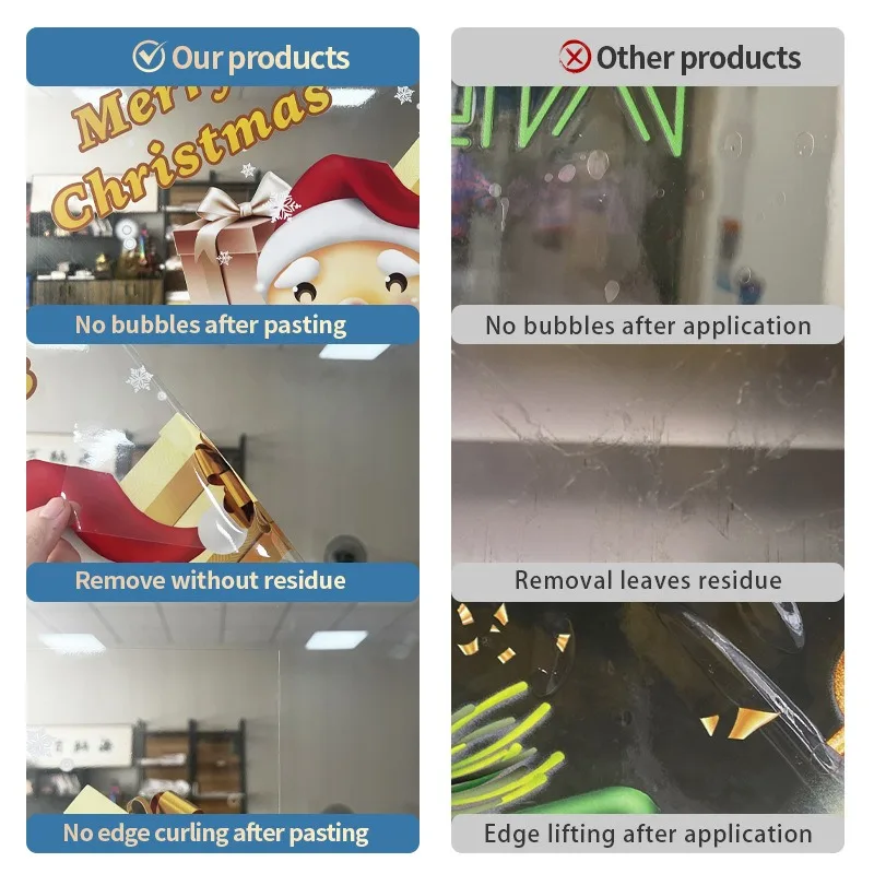 Cartoon Christmas Staric Stickers Xmas Santa Snowman Window Stickers Wall Decor Noel Merry Christmas Decor Happy New Year 2027
