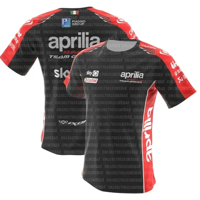 Koszulka Aprilia Racing Team 2024 Najnowsza koszulka Moto GP Outdoor Sports z krótkim rękawem Męska koszulka motocyklowa z nadrukiem 3D Oddychające