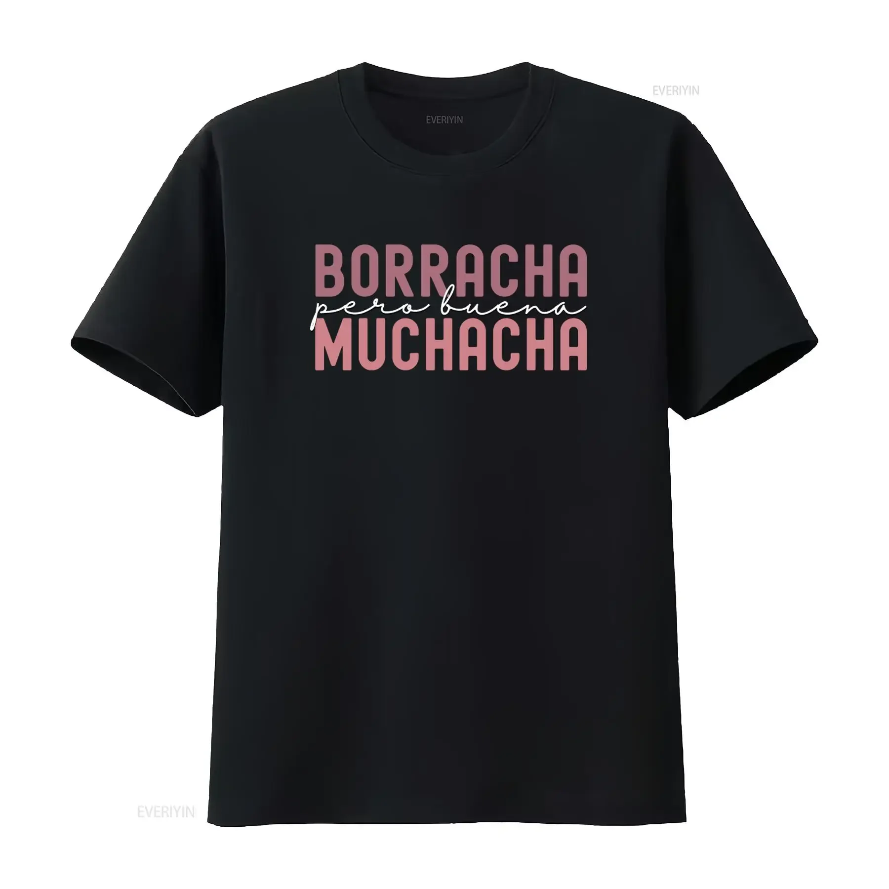 Camiseta Borracha Pero Buena Muchacha con Diseño de Chica con Estilo Latino para Fiestas y Momentos Divertidos, Estilo Vintage Lavado