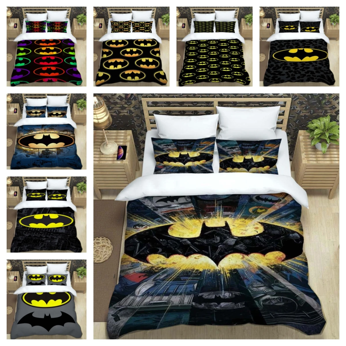 Juego de ropa de cama infantil de Batman, que incluye una funda nórdica y dos fundas de almohada, un regalo perfecto para decorar el hogar para los fanáticos de Batman.