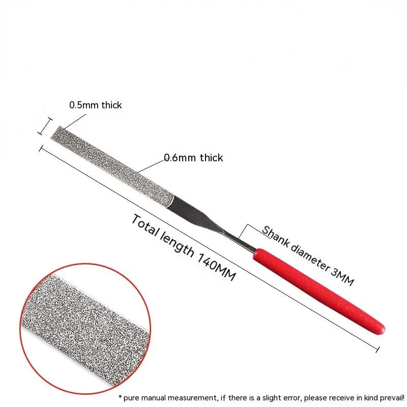 1pc Non-slip File Needle File Flat Metal Stone Grinding Plastic Handle Red Set Diamond Hot sale  tools