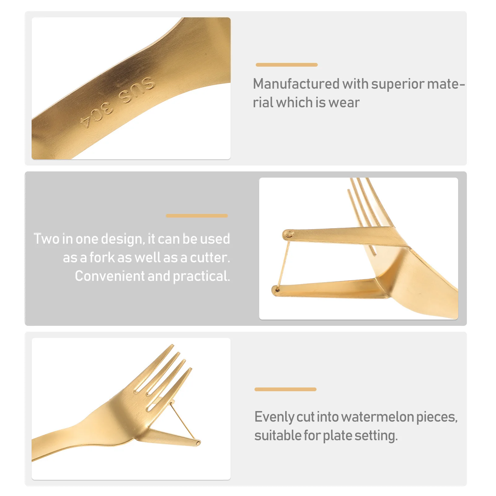 

Premium Stainless Steel Watermelon Slicer 2-in-1 Fruit Fork Cutter for Melon Cubes Household Kitchen Utensil