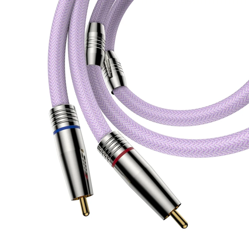 Audiocrast A85 Pure Silver RCA Audio Cable Purity 99.998% & PTFE Insulation 4N Pure Silver HiFi Audio RCA intereconnect