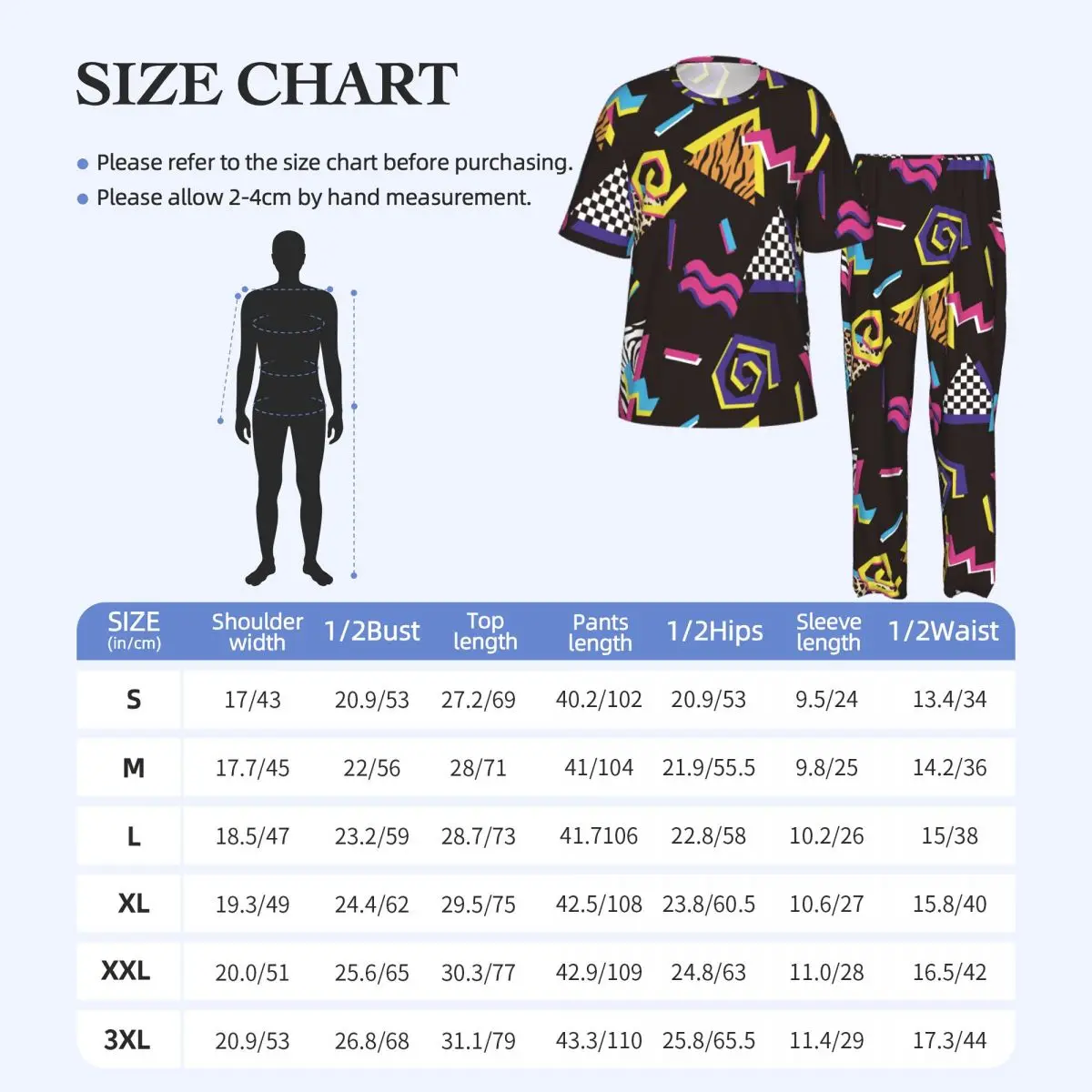 Men Pajamas Suit Short Sleeved Long Pants Abstract Shapes And Animal Prints 90'S Style Sleepwear Summer Home Clothing Set view 6