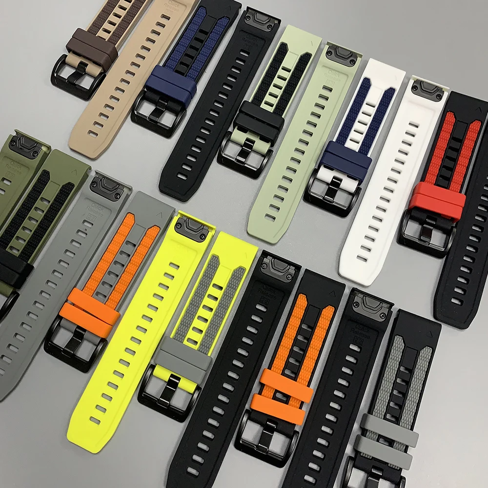 QuickFit 22mm 26mm Sport Silicone Strap For Garmin Fenix 9 47mm 51mm 9Pro-Solar 8 E 7X 7 6X 5/Epix Pro/Descent Mk3i Mk2i G2 Band