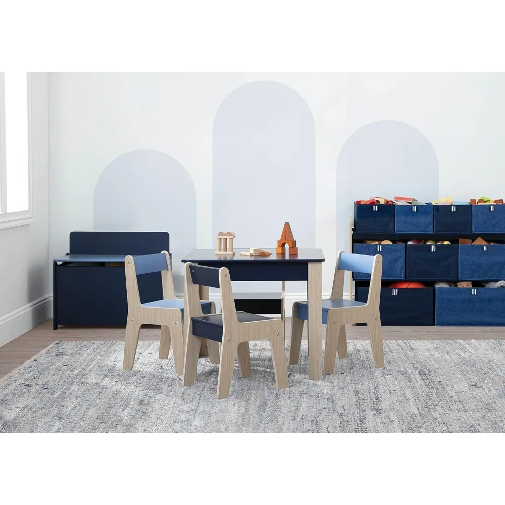 GAP GapKids Table and 4 Chair Set - Greenguard Gold Certified, Navy/Natural Kids Study Table  Table and Chair Set for Kids