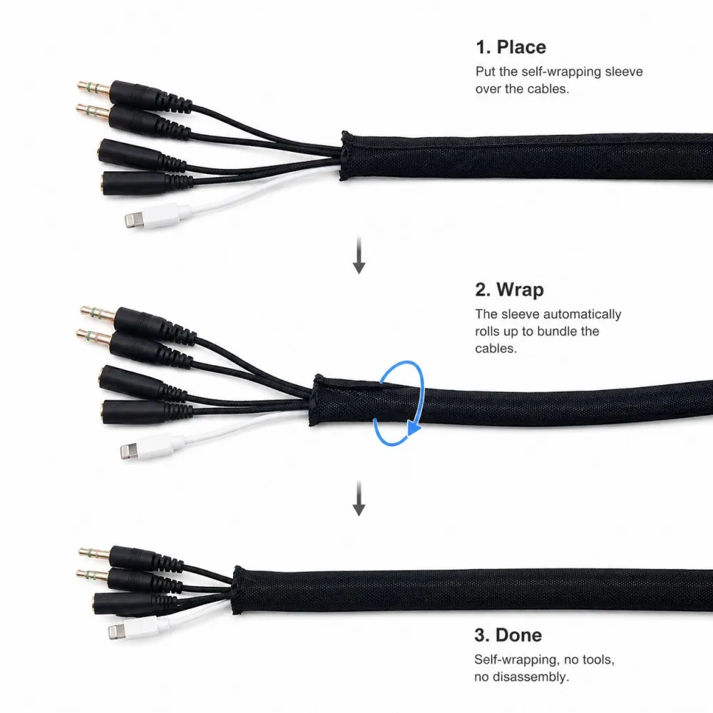 Cable Sleeve Self Closing PET Braided Expandable ID 3-50mm Insulated Wrap Self Closing Sleeve Cable Wire Wrap Protect Sleeve