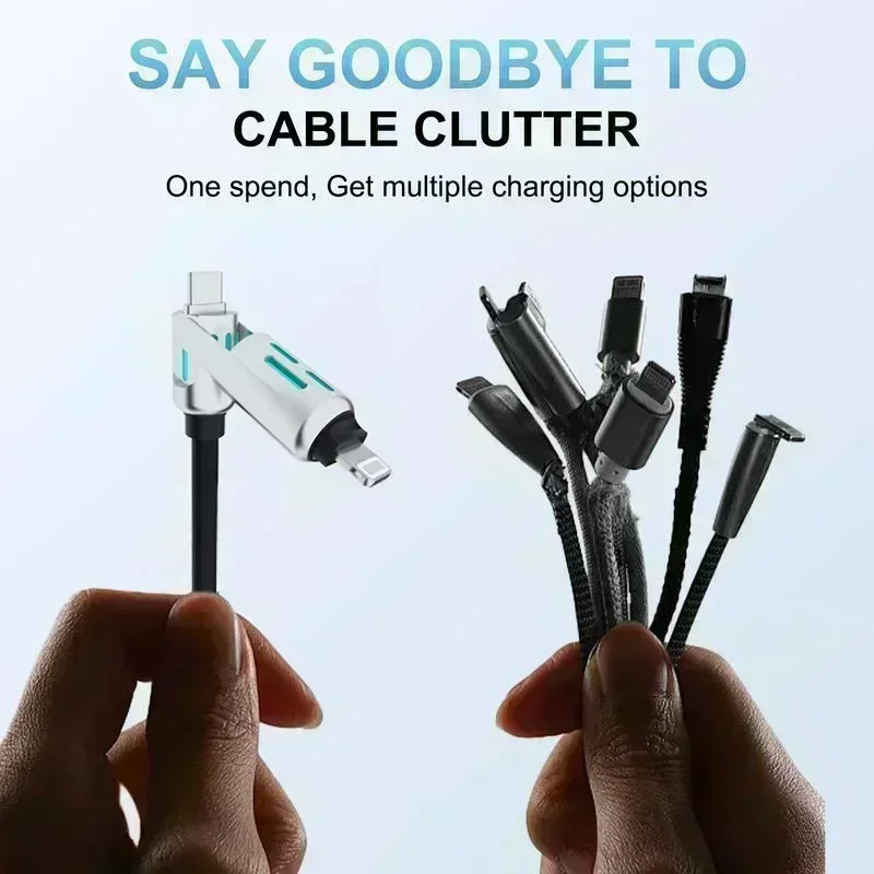 Câble 4 en 1 de charge rapide 240 W pour iPhone Android USB A/Type-C