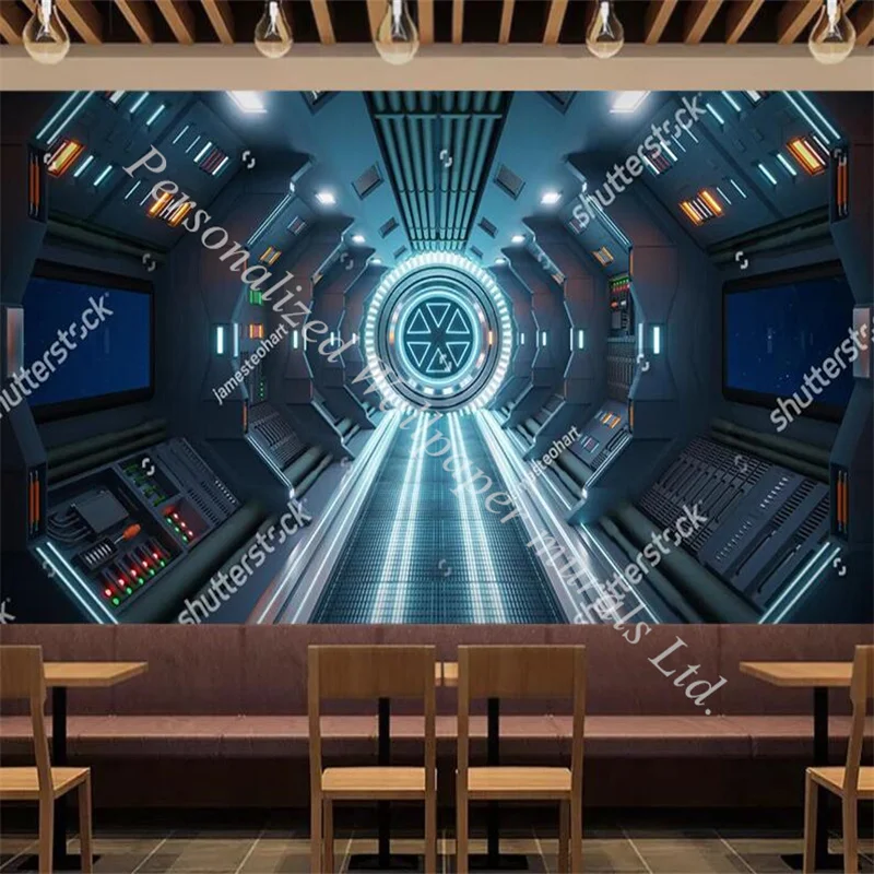 

Spaceship Interior Corridor Scifi Backdrop Photo Wallpapers for Living Room Bedroom KTV Bar Theme Restaurant 3d Mural Wall Paper