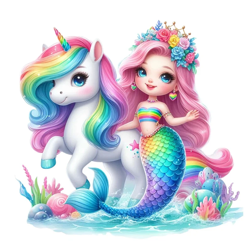 

Cute Unicorn with Mermaid Sticker, Water-proof Home Wall Decal, Used for Wall, Bathroom, Cabinet, Door,Toilet, Car, Laptop
